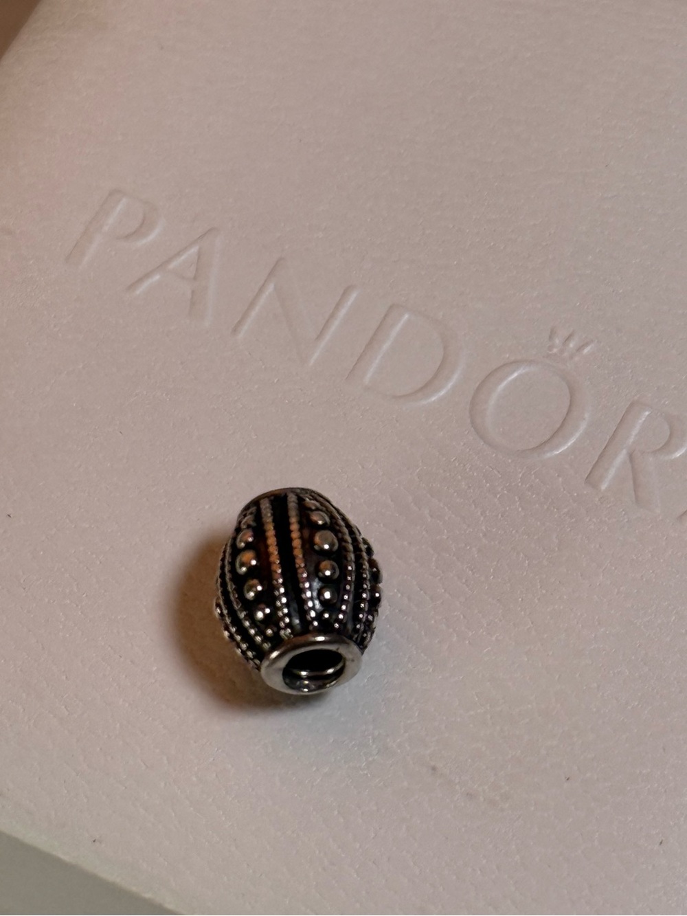 Retired Pandora Sterling Silver Nostalgic Romance Large Bead Charm 790596